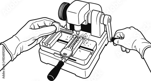 Locksmith makes new key vector illustration