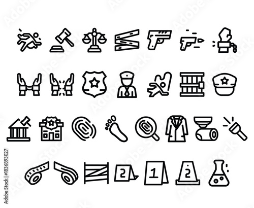 Crime and Law Enforcement Icon Set