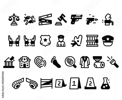 Crime and Law Enforcement Icon Set