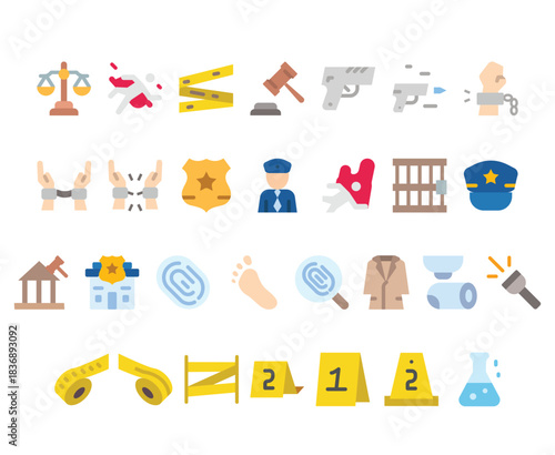 Crime and Law Enforcement Icon Set