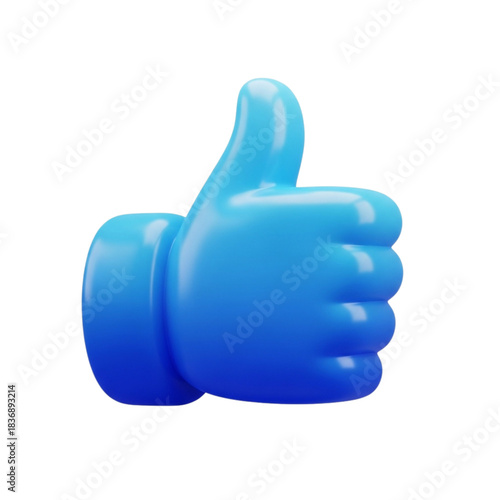 Vibrant glossy blue thumbs up icon provides positive affirmation perfect for social media feedback and digital approval