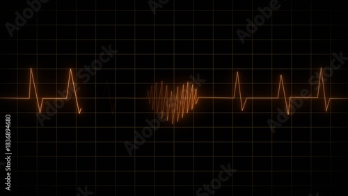 Neon heartbeat line illustration. 4k