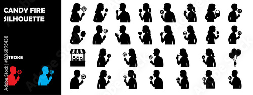 Candy Fair Silhouette Vector – Sweet Treats Sugar Festival Celebration Icons