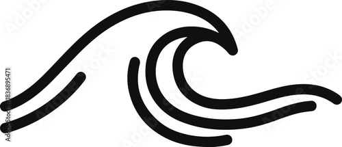 Minimalist line art illustration of ocean waves, abstract water design element