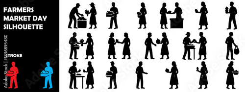 Farmers Market Day Silhouette Vector – Organic Local Food Icons