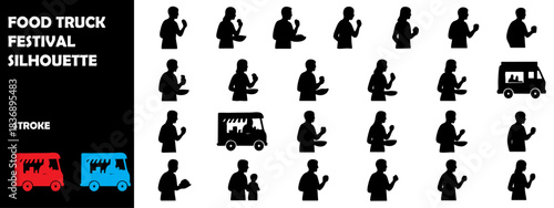 Food Truck Festival Silhouette Vector – Street Food Carnival Icons