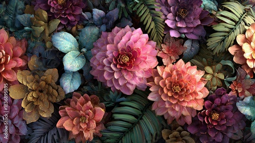 Colorful Floral Arrangement On Dark Background