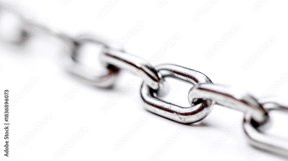 Fototapeta premium Floating metal links breaking apart under sharp rim light, symbolizing release and renewed strength.