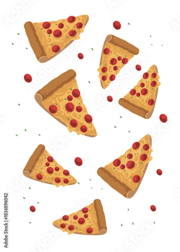 Pizza seamless pattern background vector illustration stock illustration