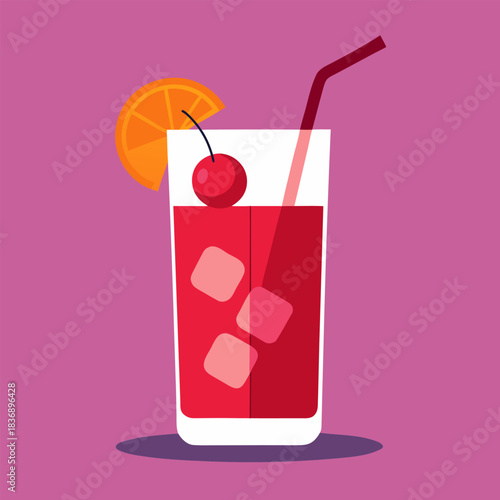 Refreshing cherry soda studio shot from above