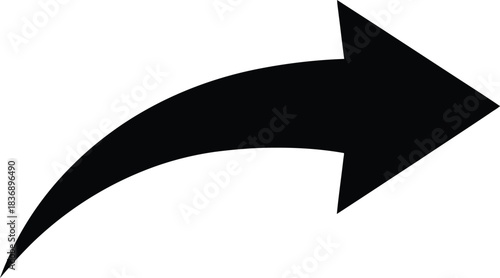 Black arrow pointing right graphic design element silhouette isolated on transparent background