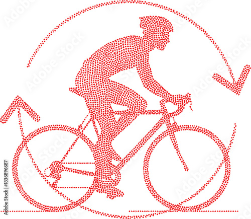 Cyclist riding a bicycle graphic illustration silhouette isolated on transparent background