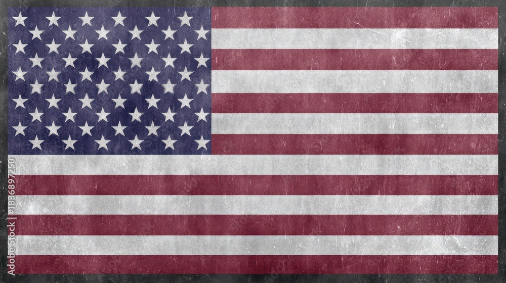 Obraz premium Vintage American flag border framing a dark slate surface, combining rustic and patriotic elements. event programs.