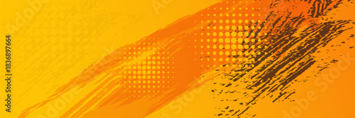 Dots halftone yellow and dark blue color pattern gradient grunge texture background.