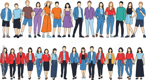 Minimalist Line Art Vector Set of People Holding Mobile Phones, Giving Advice, and Gesturing Peace Signs, Ideal for Communication, Online Support, and Customer Service Concepts.