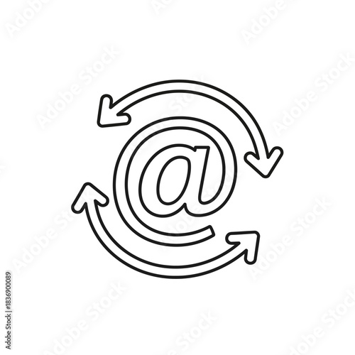 Email symbol surrounded by arrows representing communication and exchange.