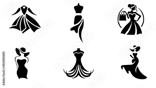 vector silhouettes of women, brand logo for women wearing shop vector