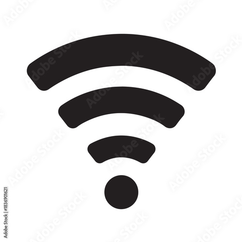 Minimalist Black Wi-Fi Signal Icon on White Background