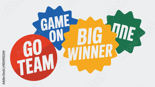 Colorful Super Bowl Sunday Celebration Featuring Game Day Slogans and Cheerful Team Spirit