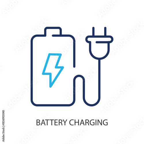 Battery charging  thin line icons. Original vector illustration.