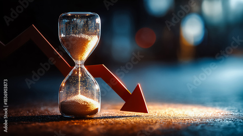 Conceptual visual of hourglass symbolizing time and market decline