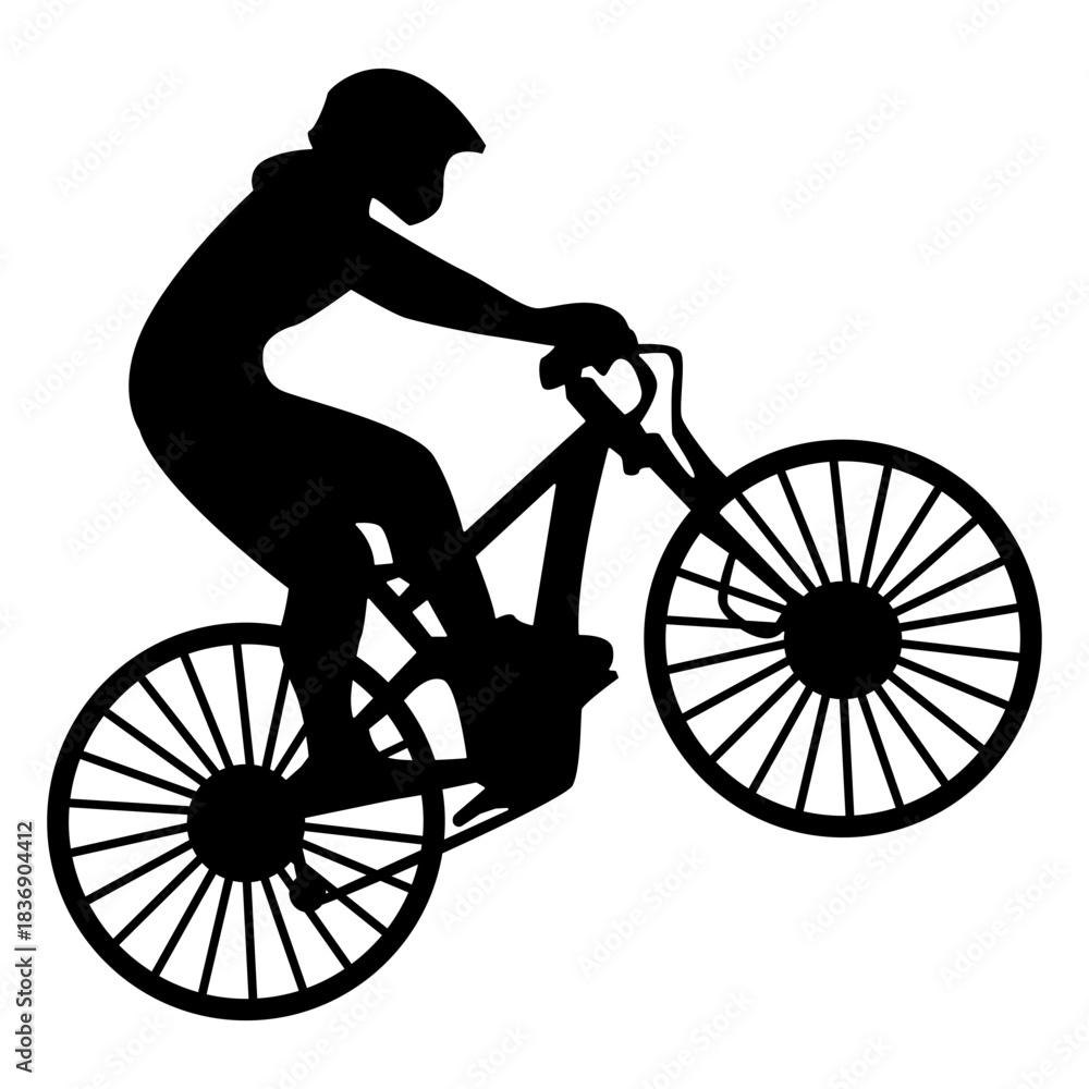 Fototapeta premium BMX Rider Silhouette Isolated on White Background. Vector Illustration.