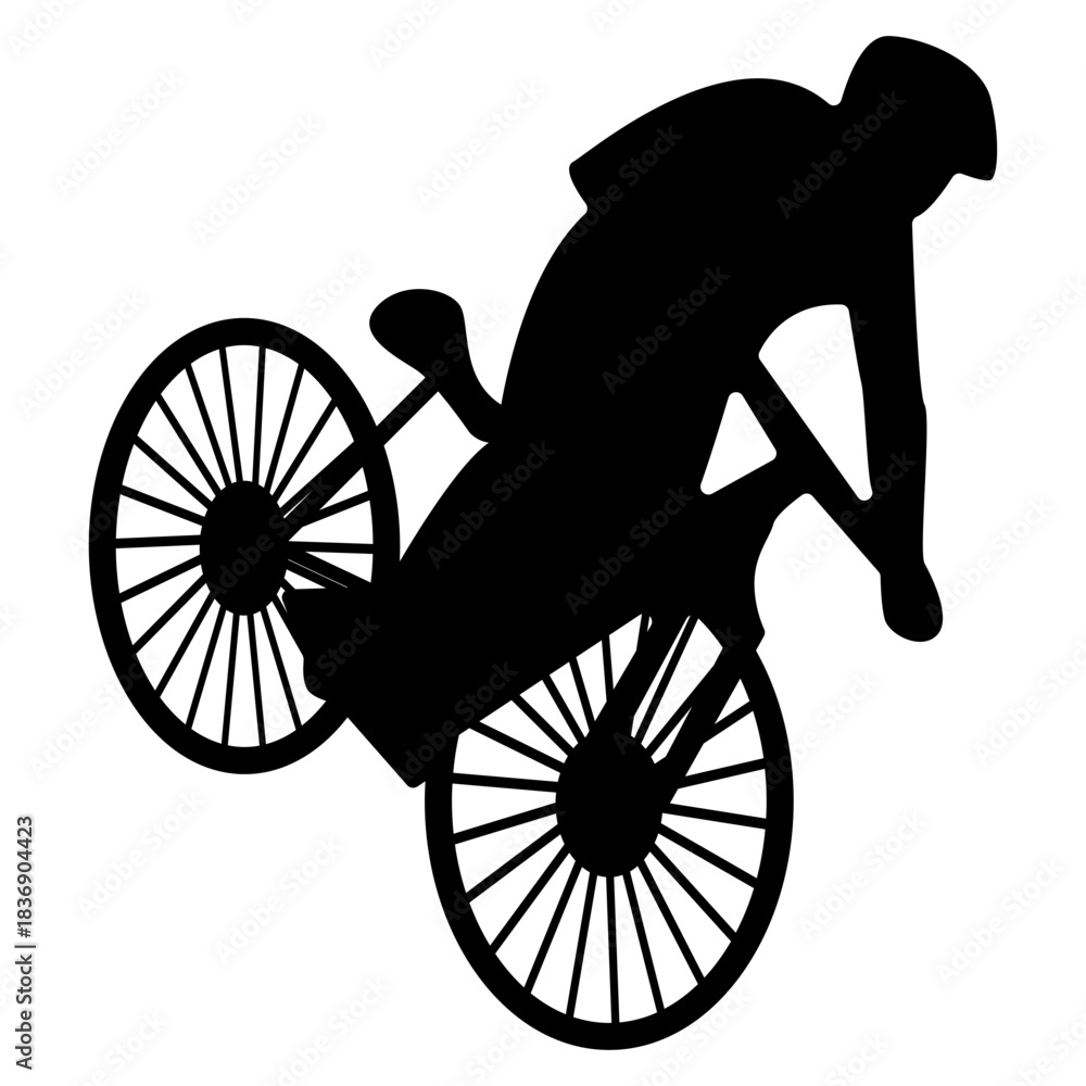 Obraz premium BMX Rider Silhouette Isolated on White Background. Vector Illustration.