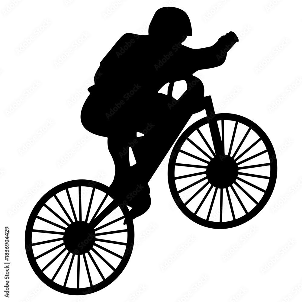 Obraz premium BMX Rider Silhouette Isolated on White Background. Vector Illustration.