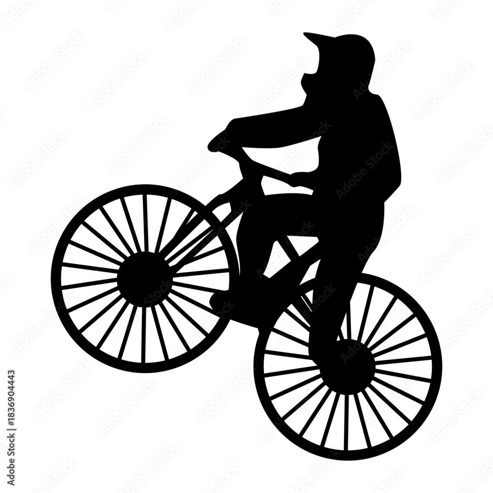 Fototapeta premium BMX Rider Silhouette Isolated on White Background. Vector Illustration.
