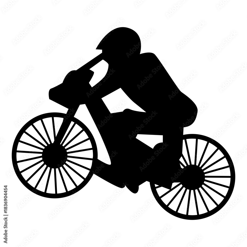 Fototapeta premium BMX Rider Silhouette Isolated on White Background. Vector Illustration.