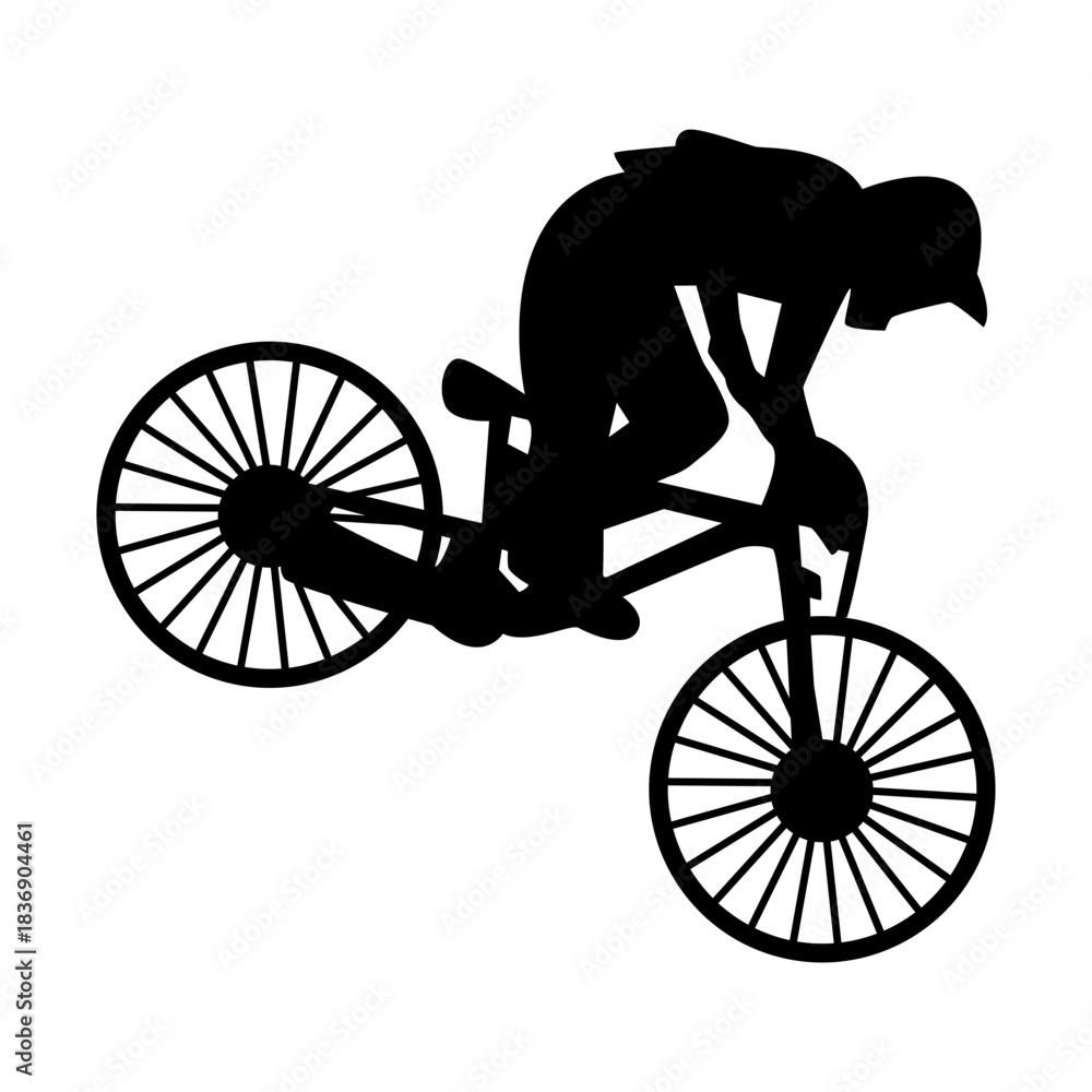 Fototapeta premium BMX Rider Silhouette Isolated on White Background. Vector Illustration.