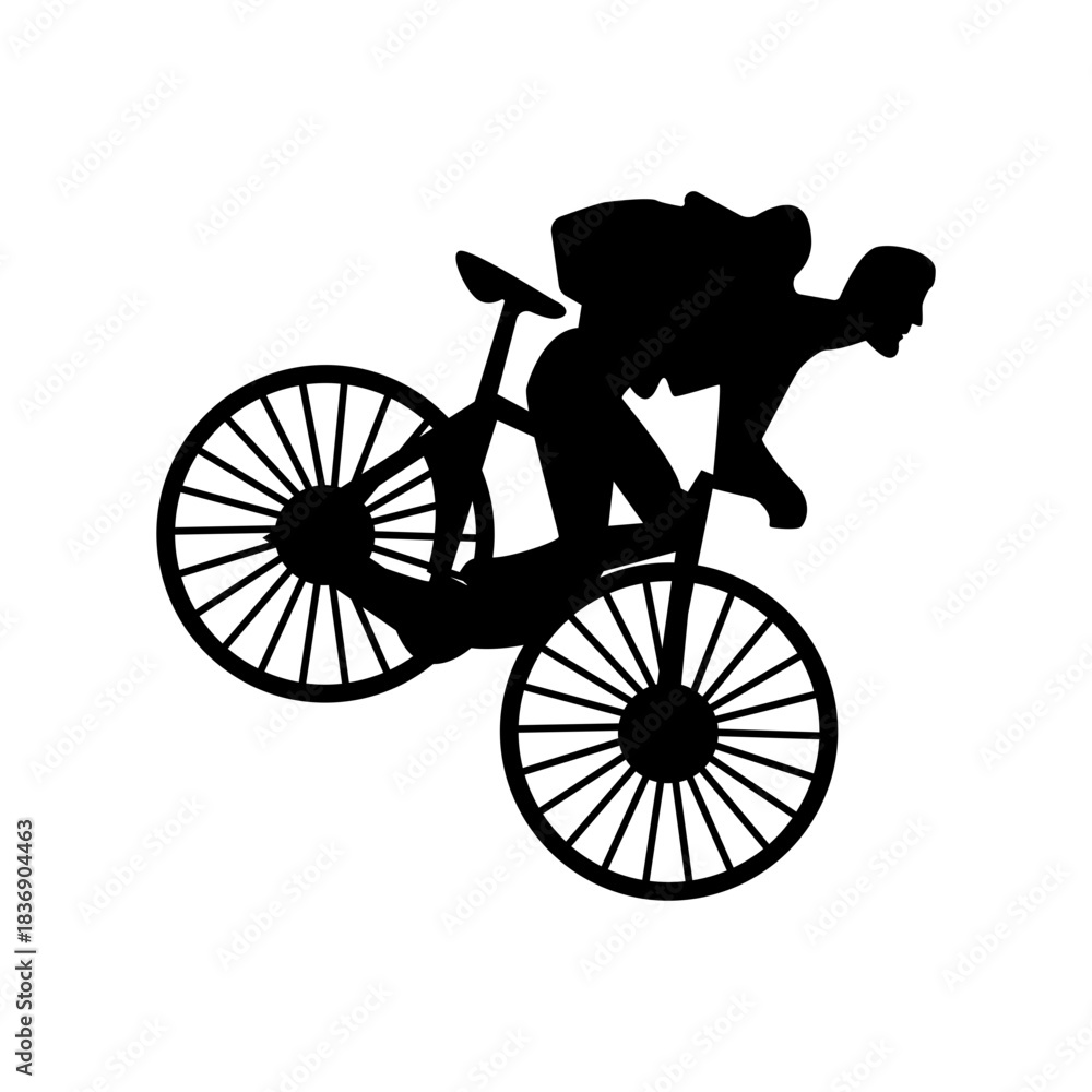 Naklejka premium BMX Rider Silhouette Isolated on White Background. Vector Illustration.