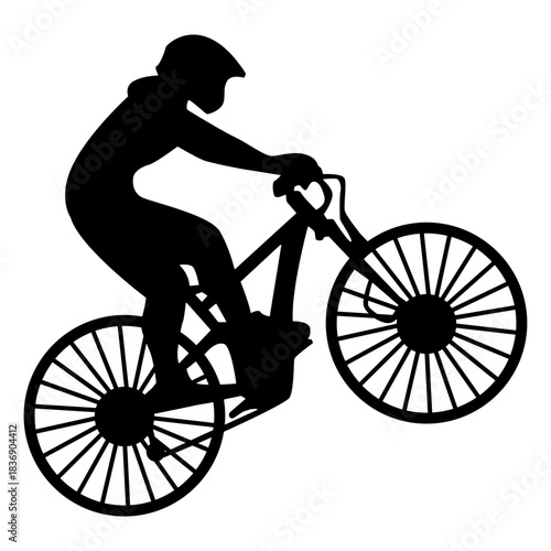 BMX Rider Silhouette Isolated on White Background. Vector Illustration.