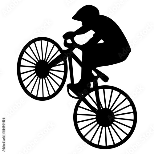 BMX Rider Silhouette Isolated on White Background. Vector Illustration.