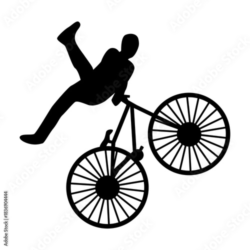 BMX Rider Silhouette Isolated on White Background. Vector Illustration.