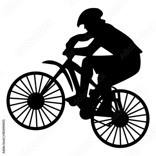 BMX Rider Silhouette Isolated on White Background. Vector Illustration.