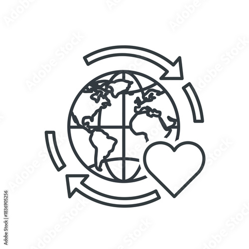 Love The Earth Global Sustainability and Recycling Icon.