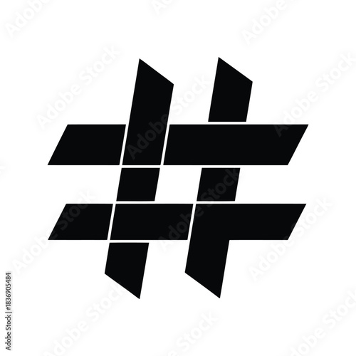Stylized Hashtag Symbol Vector Illustration, Social Media, Marketing, Trend, Topic, SEO, Sign Graphic