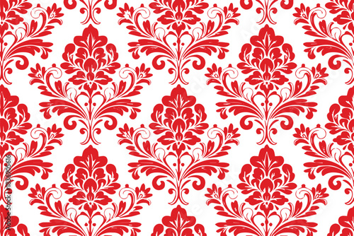 damask red floral pattern seamless wallpaper repeat vector design