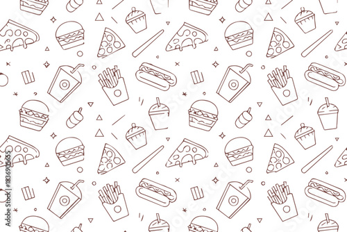 food vector seamless fast food illustration pizza burger fries
