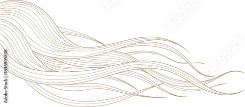 Abstract flowing hairline silhouette icon, wave motion vector, elegant curve design, cad drawing flat vector illustration