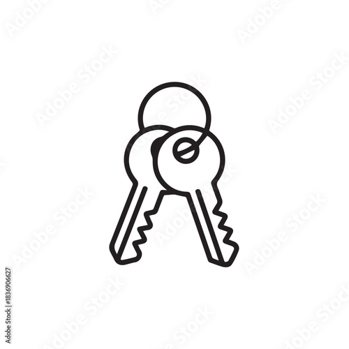 key icon line drawing of two keys on a keyring vector