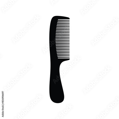 Classic hair comb silhouette, grooming and styling accessory vector icon, beauty care object