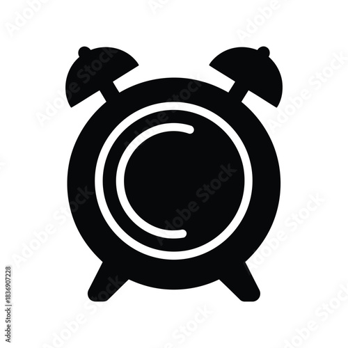 Classic ringing alarm clock icon, time management, wake up, deadline, morning schedule vector