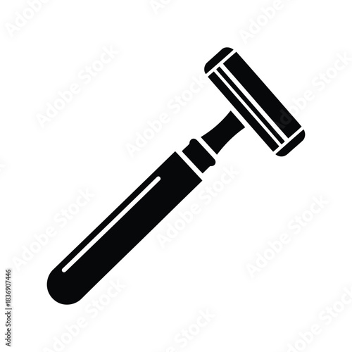 Black disposable safety razor vector icon, shaving, grooming, personal hygiene, beauty product graphic