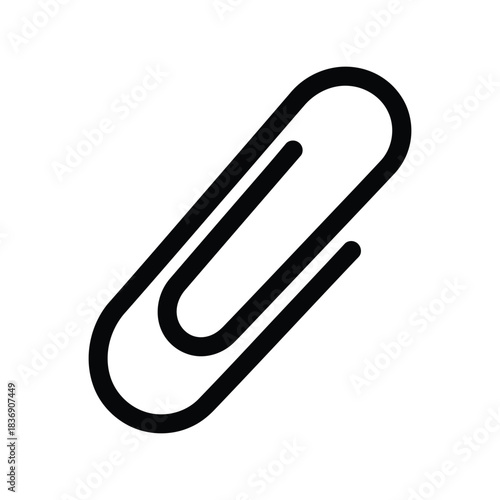 Classic paperclip outline icon, office stationery tool, document attachment, organization supply vector