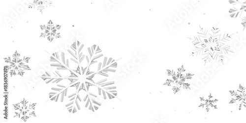 Abstract black and white floral pattern with decorative winter snowflakes, great for holiday background illustrations and celebration card design