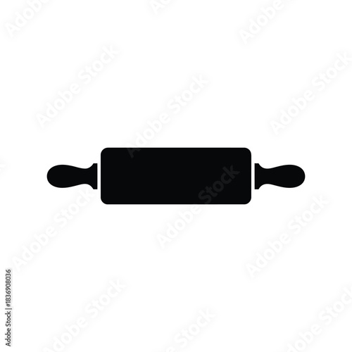 Kitchen rolling pin silhouette icon, bakery, baking, dough preparation tool vector graphic