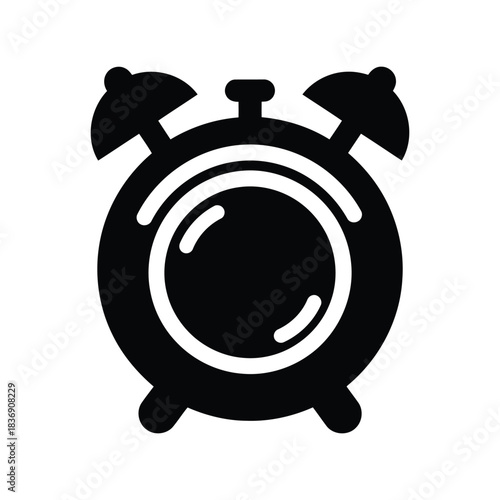 Classic ringing alarm clock icon, time management, wake up, deadline, morning schedule vector
