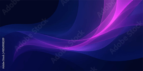 Abstract blue wave background with smooth flowing lines and soft glowing light